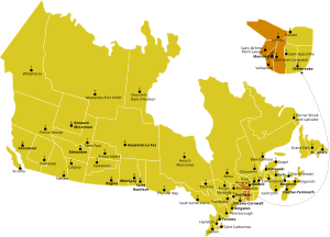 Karte der Kirchenprovinz Montréal