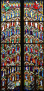 The All Saints window in Cologne Cathedral Allerheiligenfenster um 1330 Kölner Dom Okno Wszystkich Świętych w katedrze w Kolonii.