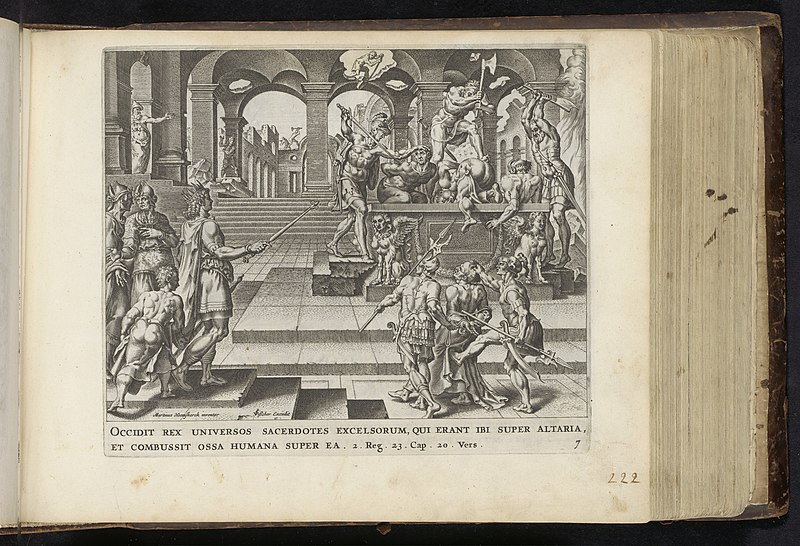 File:Koning Josia geeft opdracht de priesters van de tempels in Samaria te vermoorden Van den Coninck Josias (serietitel) Geschiedenis van koning Josia (serietitel) Den Grooten Figuer-Bibel (serietitel), RP-P-1982-306-243.jpg