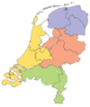 Rozdělení Nizozemska do 4 regionů NUTS:1