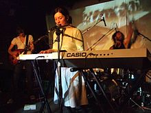 MacFarlane on keyboards and vocals with ninetynine, Northcote Social Club, 2007 Laura MacFarlane performing with Ninetynine NSC 2007.jpg