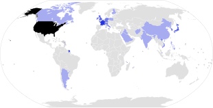 Trump made 19 international trips to 24 different countries during his presidency. List of international presidential trips made by Donald Trump.svg