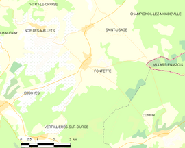 Mapa obce Fontette