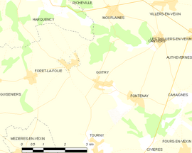 Mapa obce Guitry