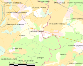 Mapa obce La Queue-en-Brie