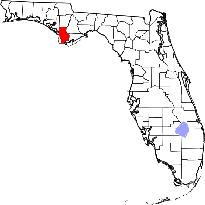 Locatie van Gulf County in Florida