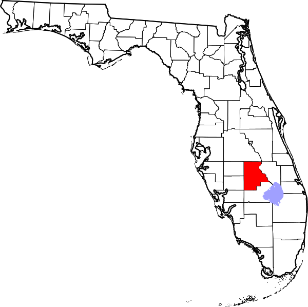 Map of Florida highlighting Highlands County