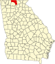 Mapa del estado que destaca el condado de Fannin