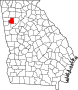 Harta statului Georgia indicând comitatul Paulding