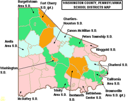 Map of Washington County, Pennsylvania public school districts showing the portion of Brownsville Area SD Map of Washington County Pennsylvania School Districts.png