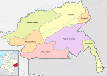 Municipalities of Guainia. Mapa de Guainia (politico).svg