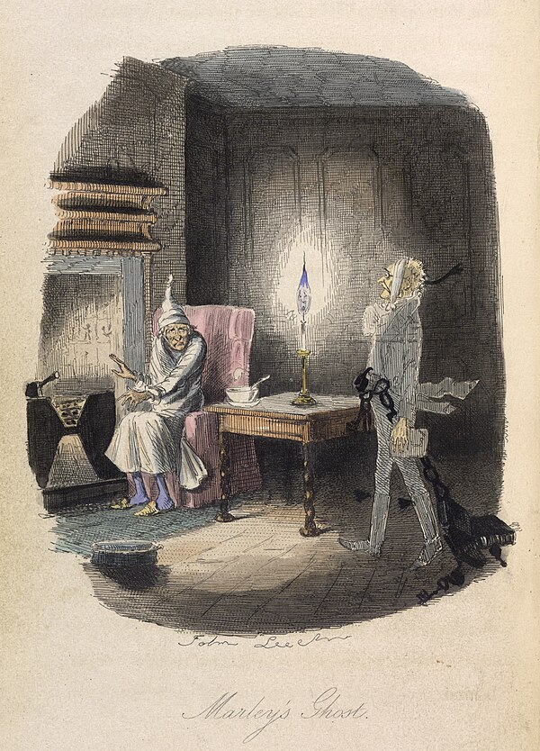 "Marley's Ghost", original illustration by John Leech from the 1843 edition