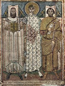 São Demétrio com os fundadores da igreja.