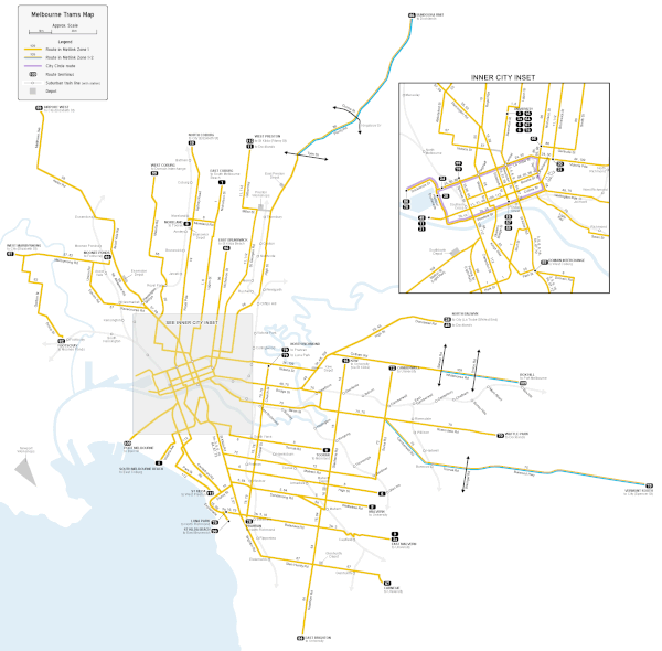 Melbourne trams map