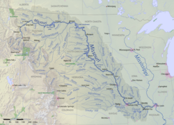 The Grand River shown as a tributary of the Missouri River