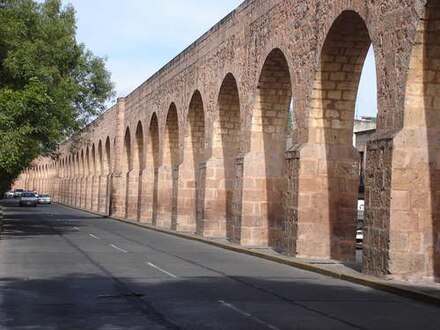 Aqueducts running through downtown Morelia.