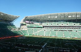 Mosaic Stadium has hosted two WWCFL championship games, in 2018 and 2019 Mosaic Stadium Interior.jpg