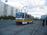 Русский: Москва. Трамвайный вагон Tatra T7B5 English: Moscow, Mosgortrans tram car Tatra T7B5