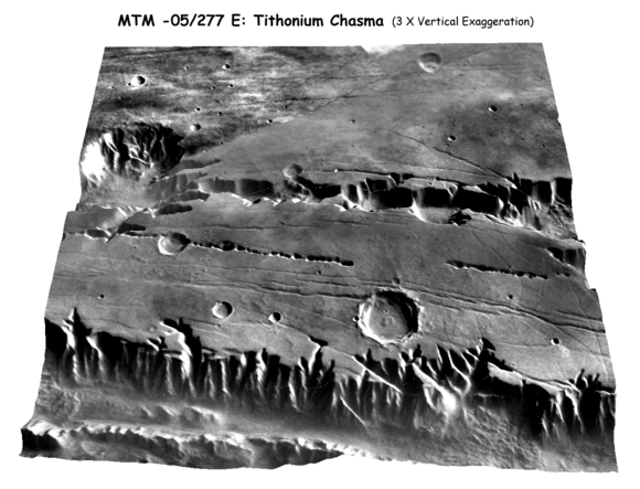 3D rendering of a DEM of Tithonium Chasma on Mars