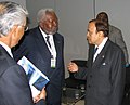 Murli Deora in conversation with the Minister of Petroleum of Angola, Mr. Desiderio Costa after their bilateral meeting, on the sidelines of 19th World Petroleum Congress at Madrid, Spain on July 02, 2008.jpg