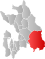 Aurskog-Høland markert med rødt på fylkeskartet