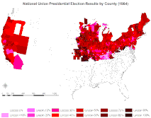 Results explicitly indicating the percentage for the National Union candidate in each county.