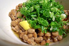 Natto, with welsh onion and karashi by yoppy.jpg