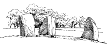 Coles' sketch of Nether Coullie, 1901 Nether Coullie stone circle, Monymusk, Frederick Coles, 1901.png