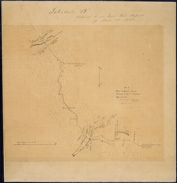 File:No. 1. Map of Road from Pleasant Hill towards Mansfield. Surveyed by Lieut. E. C. Miles, Assistant Engr., April 7, 1864. - NARA - 305635.tif