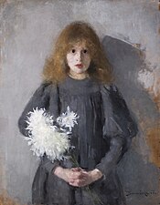 Olga Boznańska: Lány krizantémokkal (1894)