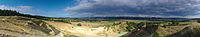 Čeština: Panoramatický pohled na Malou Hanou z lomu u Voděrad, okres Blansko