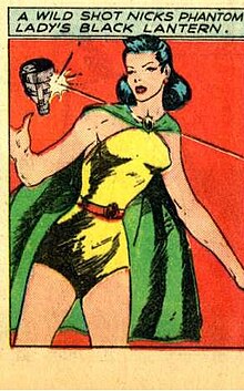 Panel from Quality Comics' Police Comics, depicting Phantom Lady's black ray gun Phantom Lady panel.jpg
