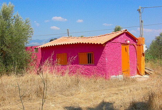 Pink house in Peloponnese (Greece)