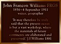 Plaque for the geographer and writer John Francon Williams FRGS.jpg