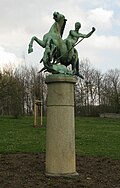 Equestrian statue of St. George (formerly a war memorial for the fallen soldiers of the First World War), originally a fountain sculpture of a running fountain in the courtyard of the former regional court