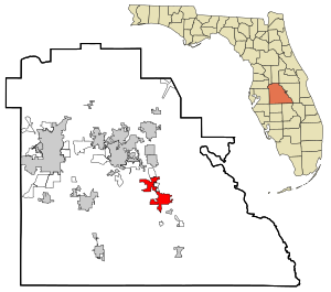 Polk County Florida Sisällytetyt ja rekisteröimättömät alueet Wales-järvi Highlighted.svg