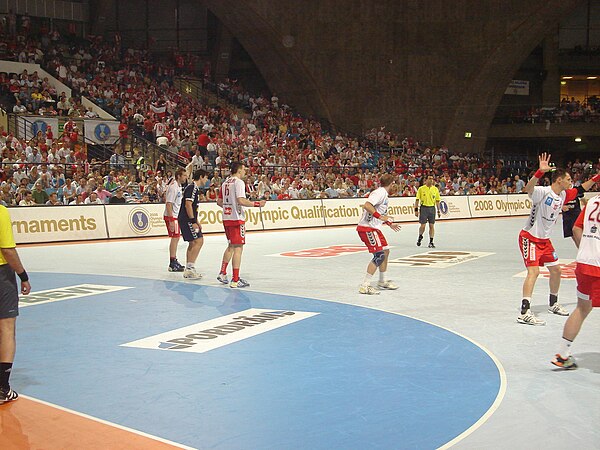 Poland against Argentina during 2008 Summer Olympics qualification tournament in the Centennial Hall, Wrocław