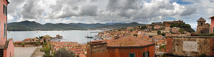 Panorama of Portoferraio harbour from Forte Stella on Elba Island