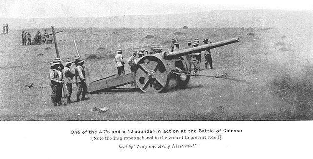 Quick-firing 4.7-inch gun on "Percy Scott" carriage at the Battle of Colenso