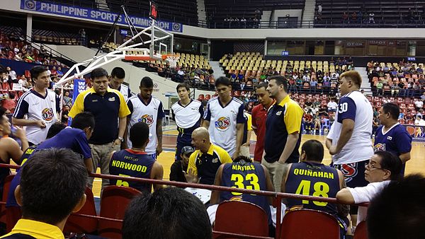 Yeng Guiao and the Elasto Painters during a timeout.