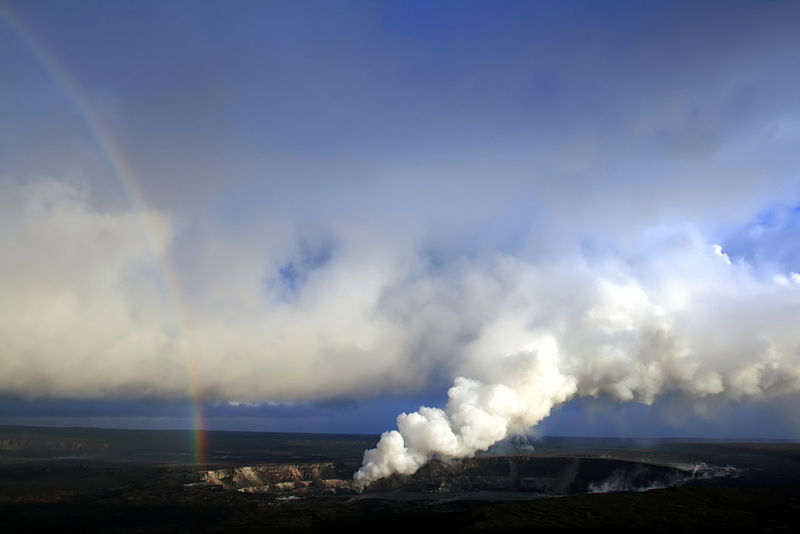 File:Rainbow and sulfur dioxide emissions from the Halema`uma`u vent.jpg