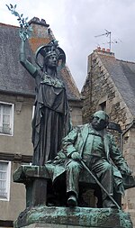 Statue of Ernest Renan in the town square