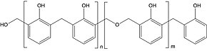 Simplfied general structure of a resole Resole phenolic resin.jpg