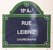 Plaque erronée de la rue Leibniz en avril 2021