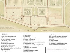 Proposition de restitution de la distribution de Saint-Mandé au temps de Fouquet, vers 1660.