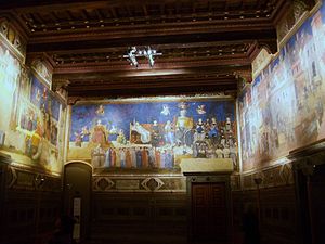 Sala amb frescos d'Ambrogio Lorenzetti, Palazzo Pubblico de Siena.JPG
