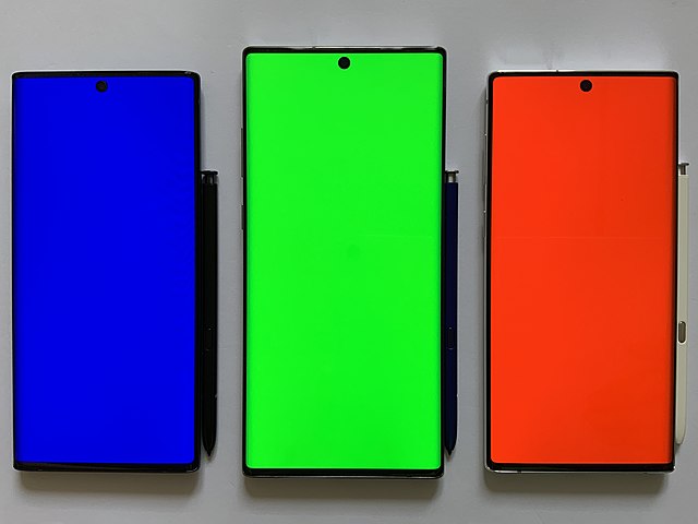 Primary colors shown on the Dynamic AMOLED displays of the Galaxy Note 10 line