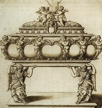 Projet de sarcophage en argent de saint Stanislas, vers 1630, le sarcophage a été détruit en 1657[4]