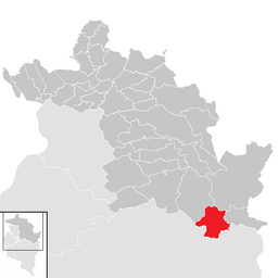 Kommunens läge i distriktet Bregenz