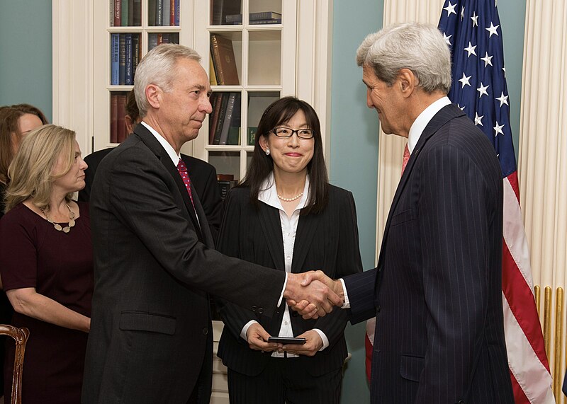 File:Secretary Kerry Congratulates Ambassador Klemm After Swearing Him in as the Next U.S. Ambassador to Romania.jpg